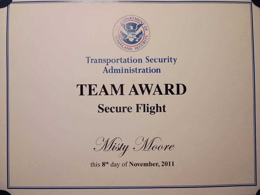 TSA Secure Flight Team Award